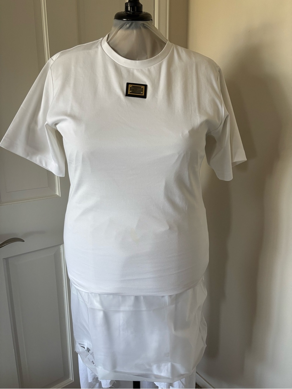Dolce & Gabbana White Short Sleeve Logo Patch Tee